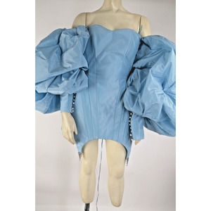 LINA GASANOVA So Lina Blue Puff Sleeve Mini Corset Dress Size S